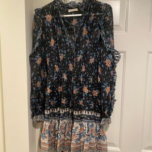 Ulla Johnson black floral chiffon dress
